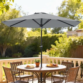 Outsunny Umbrelă Inclinabilă pentru Grădină și Terasă 2.3x2m cu Deschidere Ușoară prin Manivelă, Structură Metalică și 6 Stinghii, Gri | Aosom Romania