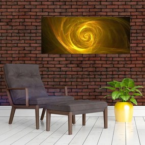 Tabloul cu spirala abstractă în galben (120x50 cm)