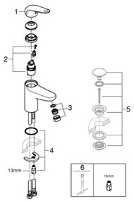 Baterie pentru lavoar GROHE SWIFT 162 mm, crom lucios - 24317001