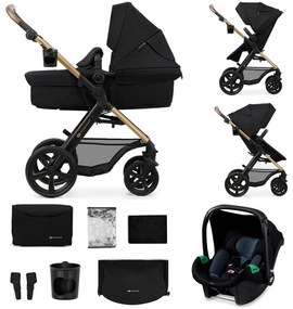 Cărucior de copii combinat 3 în 1 KINDERKRAFT MOOV 2 Pure black + scaun auto MINK PRO