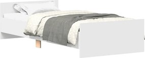 vidaXL Cadru de pat, alb, 90x190 cm, lemn prelucrat