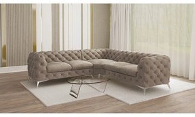 Colțar grej cu tapițerie din catifea Chelsea – Ropez