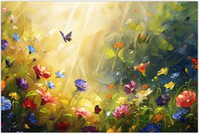 Tablou - Pajiște cu flori de primăvară, pictură (90x60 cm)