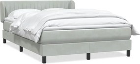 vidaXL Pat box spring cu saltea, gri deschis, 160x210 cm, catifea