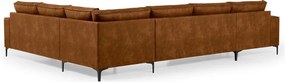 Colțar maro coniac cu tapițerie din imitație de piele (colț pe partea stângă /în formă de "U") Copenhagen – Scandic