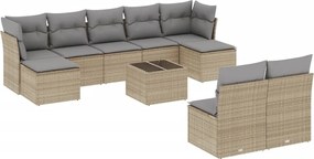 vidaXL Set canapele de grădină cu perne, 10 piese, bej, poliratan