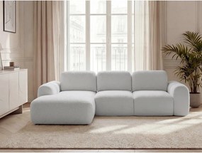 Colțar gri deschis extensibil/cu spațiu de depozitare cu tapițerie din țesătură bouclé (cu colț pe partea stângă/cu șezlong) Montaigne – Bobochic Paris