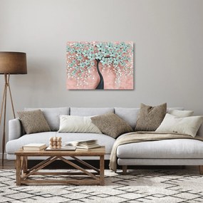 Tablou pe sticlă - Flori albastre în pastel (70x50 cm)