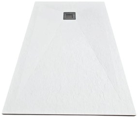 Cadita Dus Rectangulara HouseXL StoneCore Premium 120x80 cm / 140x80 cm, Compozit Granit, Sifon Metalic Inclus (Culoare: Alb, Dimensiune: 120x80 cm)
