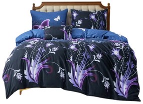 Lenjerie de pat din microfibra VIOLET BUTTERFLY albastru inchis Dimensiune lenjerie de pat: 70 x 90 cm | 140 x 220 cm