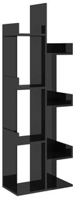 808916 vidaXL Bibliotecă, negru extralucios, 48x25,5x140 cm, PAL