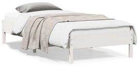 vidaXL Cadru de pat fără saltea, alb, 90x200 cm, lemn masiv pin