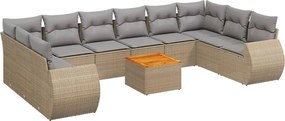 vidaXL Set canapele de grădină cu perne, 11 piese, bej, poliratan