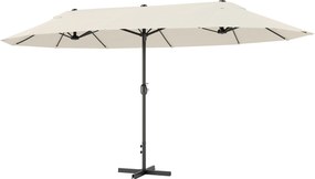 Outsunny Umbrelă de grădină XXL cu picior în cruce umbrelă mărime mare 4,6L x 2,7l x 2,4H cm oțel poliester crem | Aosom Romania
