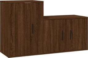 vidaXL Set dulapuri TV, 2 piese, stejar maro, lemn prelucrat