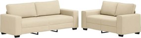 vidaXL Set de canapele cu perne, 2 piese, crem, textil