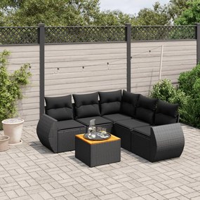 3257329 vidaXL Set mobilier de grădină cu perne, 6 piese, negru, poliratan