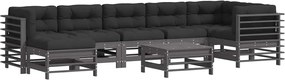 vidaXL Set mobilier grădină cu perne, 8 piese, gri, lemn masiv