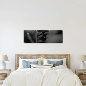 Tablou - Sărutul, fotografie alb-negru (cu ceas) (90x30 cm)