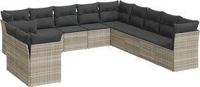 vidaXL Set canapele de grădină cu perne, 11 piese, gri, poliratan