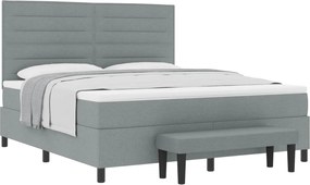 vidaXL Pat cu arcuri cu saltea Gri deschis 180 x 200 cm țesătură