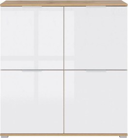 Comoda ZELE KOM4D, alb/stejar wotan, PAL, 104x41x106 cm
