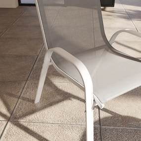 Outsunny Set de 4 Scaune Suprapozabile cu Spătar Înalt și șezut din Plasă, 54x71x93 cm, Negru | Aosom Romania