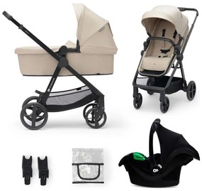 Cărucior de copii combinat 3 în 1 KINDERKRAFT NEWLY Classic beige + scaun auto MINK PRO