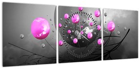 Tabloul cu bile roz (cu ceas) (90x30 cm)