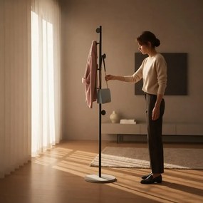 Cuier din metal ,culoare negru-alb,170x32 cm