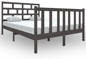 3101330 vidaXL Cadru de pat, gri, 140x190 cm, lemn masiv de pin