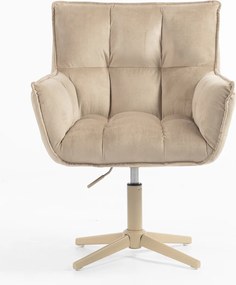 HR560CROSS Scaun Catifea Latte cu Bază Crem