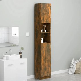 Dulap de baie, stejar fumuriu, 32x25,5x190 cm, lemn prelucrat