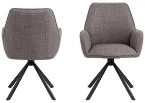 Set de scaune de sufragerie gri deschis cu cotiere 2 buc. tapițat Glenda – Actona