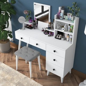 Masa de toaletă Bela White cu scaun