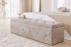 Bancheta tapitata cu spatiu de depozitare Extravagancia 140cm, boucle champagne greige