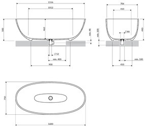 Cada freestanding 160x75 cm ovala, bej mat, Omnires Shell M 160x75 cm