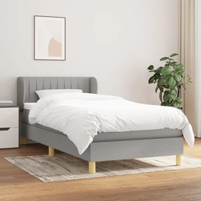 3126917 vidaXL Pat continental cu saltea, gri deschis, 80x200 cm, textil