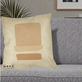 Perna Decorativa Abstract Forme Bej Poudre, 40x40 cm, Crem, Husa Detasabila, Perna Inclusa, BEKZ®
