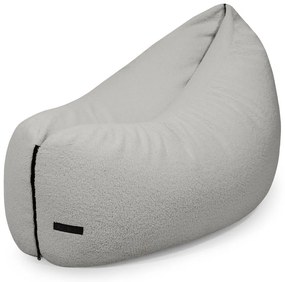 Fotoliu puf pentru copii gri deschis cu tapițerie din țesătură bouclé Clip Clap 115 – SLOWDOWN