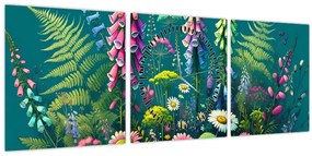Tablou - Flori de câmp (cu ceas) (90x30 cm)