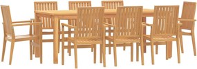 vidaXL Set mobilier de grădină, 9 piese, lemn masiv de tec