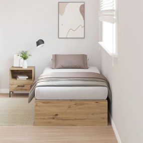 vidaXL Pat din stejar artizanal cu spațiu de depozitare 90x200 cm