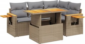 vidaXL Set canapele de grădină cu perne, 5 piese, bej, poliratan