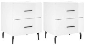 vidaXL Noptiere, 2 buc., alb extralucios, 40x35x47,5 cm, lemn compozit