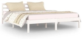 810441 vidaXL Cadru de pat, alb, 160x200 cm, lemn masiv de pin