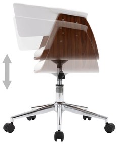 Scaun de birou pivotant, alb, lemn curbat si piele ecologica 1, Alb