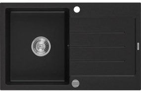 Mexen Bruno chiuvetă din granit cu 1 compartiment cu picurător 795 x 495 mm, Neagră - 6513791010-77