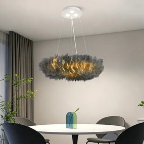 BRILAGI - Candelabru LED suspendat pe cablu FEATHER 3xE27/40W/230V + 3xLED/3W Ø 50 cm, gri