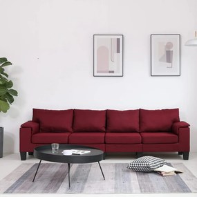287098 vidaXL Canapea cu 4 locuri, roșu vin, material textil